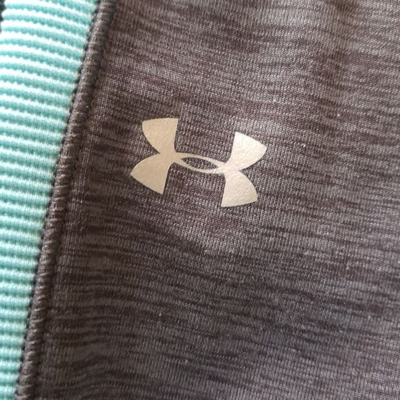 Under Armour HeatGear Women Size S Ankle Crop Compression Leggings Gray & Blue - Picture 5 of 5